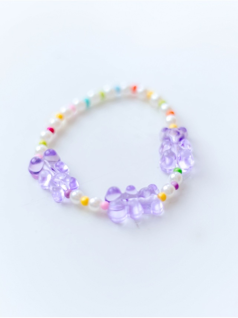 cheeky plum Purple Gummy Bear & Pastel Pearl Beaded Bracelet